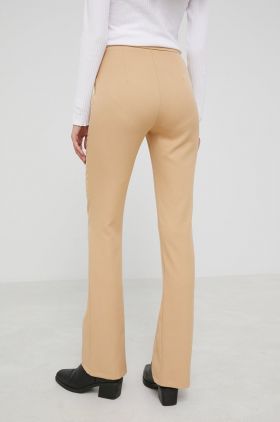 Answear Lab pantaloni femei, culoarea bej, fason tigareta, high waist