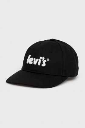 Levi's caciula din bumbac culoarea negru, cu imprimeu