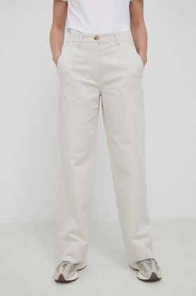 Marc O'Polo pantaloni femei, culoarea bej, drept, high waist