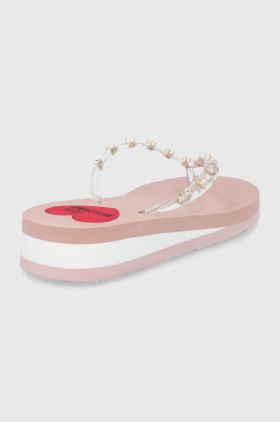 Love Moschino slapi femei, culoarea transparent, cu platforma