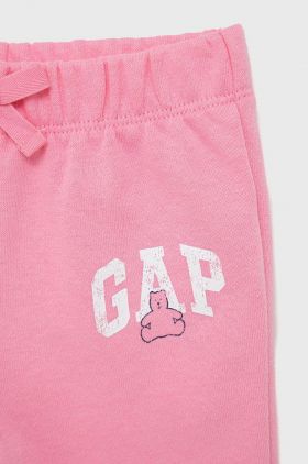 GAP pantaloni copii culoarea roz, cu imprimeu