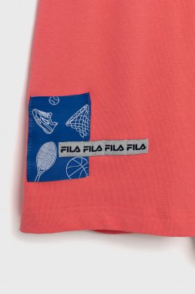 Fila pantaloni scurti copii culoarea portocaliu, cu imprimeu, talie reglabila