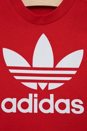 adidas Originals tricou de bumbac pentru copii HE2189 culoarea rosu, cu imprimeu