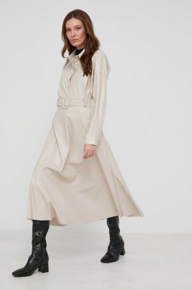 Answear Lab camasa femei, culoarea bej, cu guler clasic, relaxed