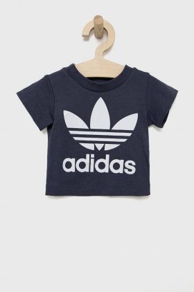 adidas Originals tricou de bumbac pentru copii HE2190 culoarea albastru marin, neted