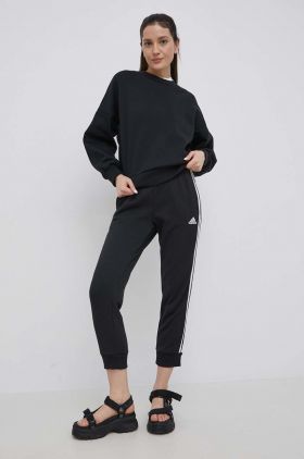 adidas pantaloni HD4309 femei, culoarea negru, cu imprimeu