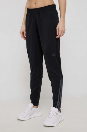 adidas Performance pantaloni HB6501 femei, culoarea negru, neted