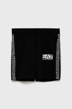 EA7 Emporio Armani pantaloni scurți din bumbac pentru copii culoarea negru, talie reglabila