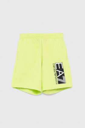 EA7 Emporio Armani pantaloni scurți din bumbac pentru copii culoarea verde,