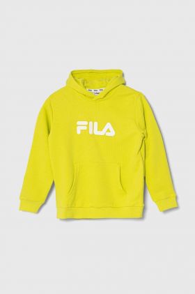 Fila bluza copii culoarea verde, cu glugă, cu imprimeu