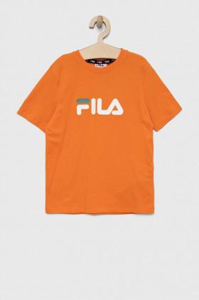 Fila tricou de bumbac pentru copii culoarea portocaliu, cu imprimeu