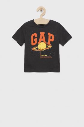 GAP tricou de bumbac pentru copii culoarea negru, cu imprimeu