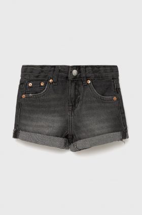 Levi's pantaloni scurti din denim pentru copii culoarea negru, neted