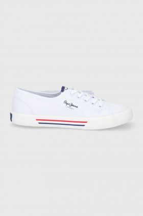 Pepe Jeans tenisi Brady W Basic femei, culoarea alb