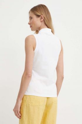 Lacoste top femei, culoarea alb, cu guler