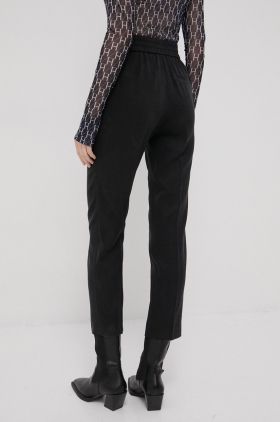 Hugo pantaloni femei, culoarea negru, drept, high waist