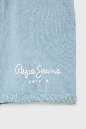 Pepe Jeans pantaloni scurți din bumbac pentru copii cu imprimeu, talie reglabila