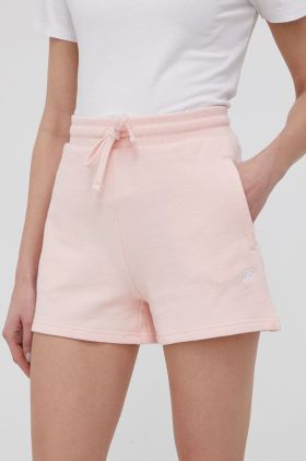 Dc pantaloni scurti din bumbac femei, culoarea roz, neted, high waist