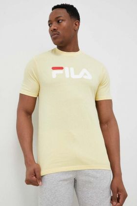 Fila tricou din bumbac culoarea galben, cu imprimeu