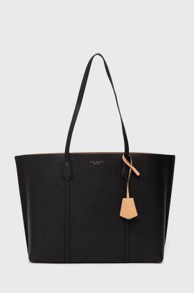 Tory Burch poseta de piele culoarea negru