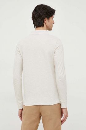 BOSS longsleeve CASUAL bărbați, culoarea bej, melanj 50472681