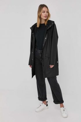 Rains geacă 12020 Long Jacket culoarea negru, de tranziție 12020.01-Black