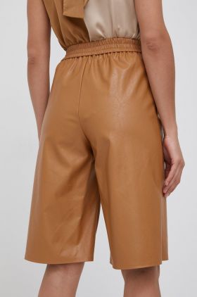 Sisley pantaloni scurti femei, culoarea bej, neted, high waist