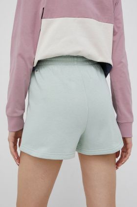 Champion pantaloni scurti 115065 femei, culoarea verde, cu imprimeu, high waist