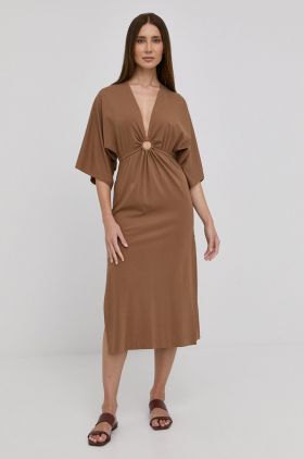 Nissa rochie culoarea maro, midi, evazati