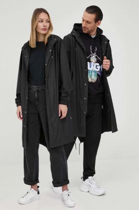 Rains hanorac 18140 Fishtail Parka culoarea negru, de tranziție 18140.01-Black