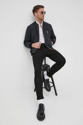Armani Exchange camasa barbati, culoarea negru, cu guler clasic, slim