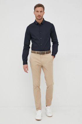 Armani Exchange camasa barbati, culoarea negru, cu guler clasic, slim
