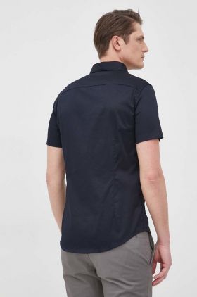 Armani Exchange camasa barbati, culoarea negru, cu guler clasic, slim
