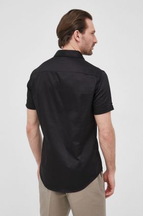Armani Exchange camasa barbati, culoarea negru, cu guler clasic, slim