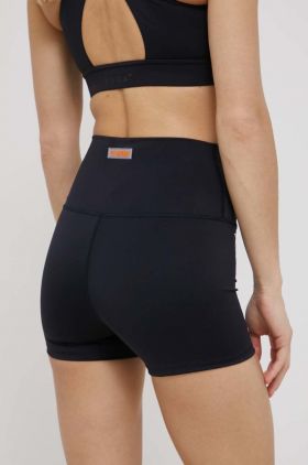 P.E Nation pantaloni scurți de antrenament femei, culoarea negru, cu imprimeu, high waist