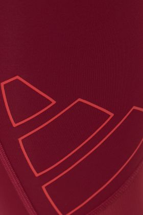 adidas Performance leggins de antrenament Tech Fit 3 Bar femei, culoarea bordo, cu imprimeu