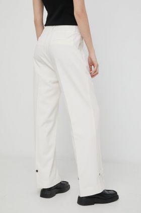 Herskind pantaloni femei, culoarea bej, lat, high waist