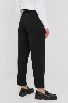 MICHAEL Michael Kors pantaloni femei, culoarea negru, lat, high waist