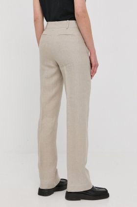 MICHAEL Michael Kors pantaloni din in femei, culoarea bej, lat, high waist