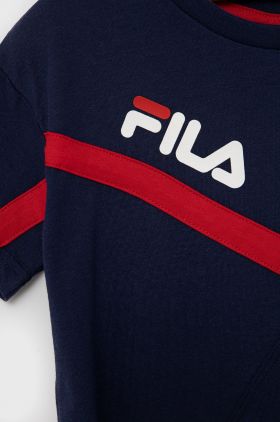 Fila tricou de bumbac pentru copii culoarea albastru marin