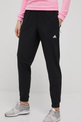 adidas Performance pantaloni de antrenament Versatile femei, culoarea negru, drept, high waist