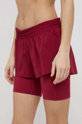 adidas Performance pantaloni scurți de alergare HC1751 femei, culoarea bordo, neted, medium waist