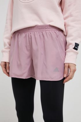 adidas Performance pantaloni scurți de alergare HD2810 femei, culoarea roz, neted, high waist