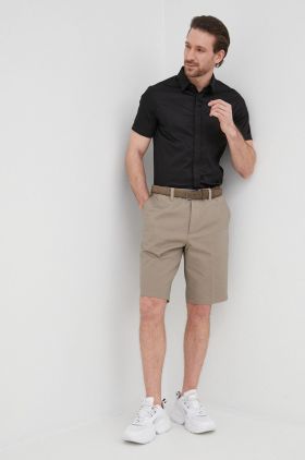 Armani Exchange camasa barbati, culoarea negru, cu guler clasic, slim