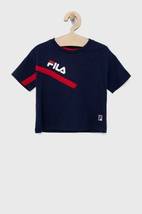 Fila tricou de bumbac pentru copii culoarea albastru marin