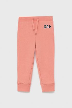 GAP pantaloni copii culoarea portocaliu, cu imprimeu