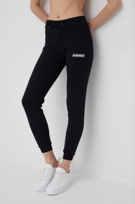 Napapijri pantaloni femei, culoarea negru, cu imprimeu NP0A4G8Y0411-001