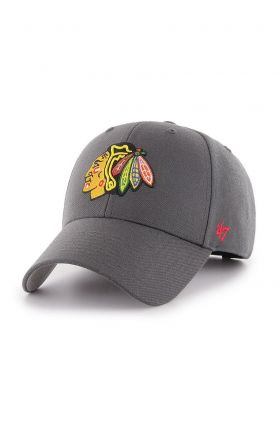 47brand șapcă NHL Chicago Blackhawks culoarea gri, cu imprimeu  H-MVP04WBV-CC