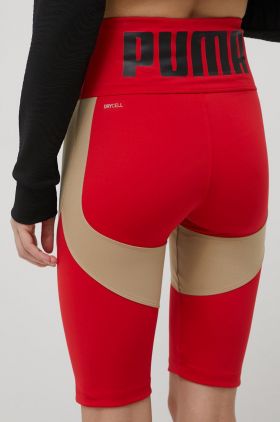 Puma pantaloni scurti Title Nine 532503 femei, culoarea rosu, modelator, high waist