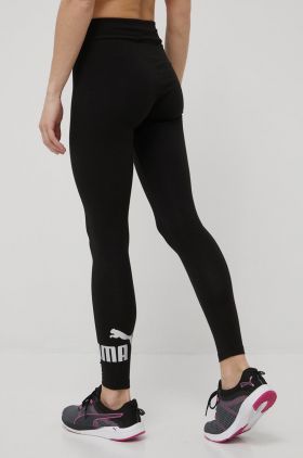 Puma colanți Essentials+ Metallic femei, culoarea negru, cu imprimeu 848307